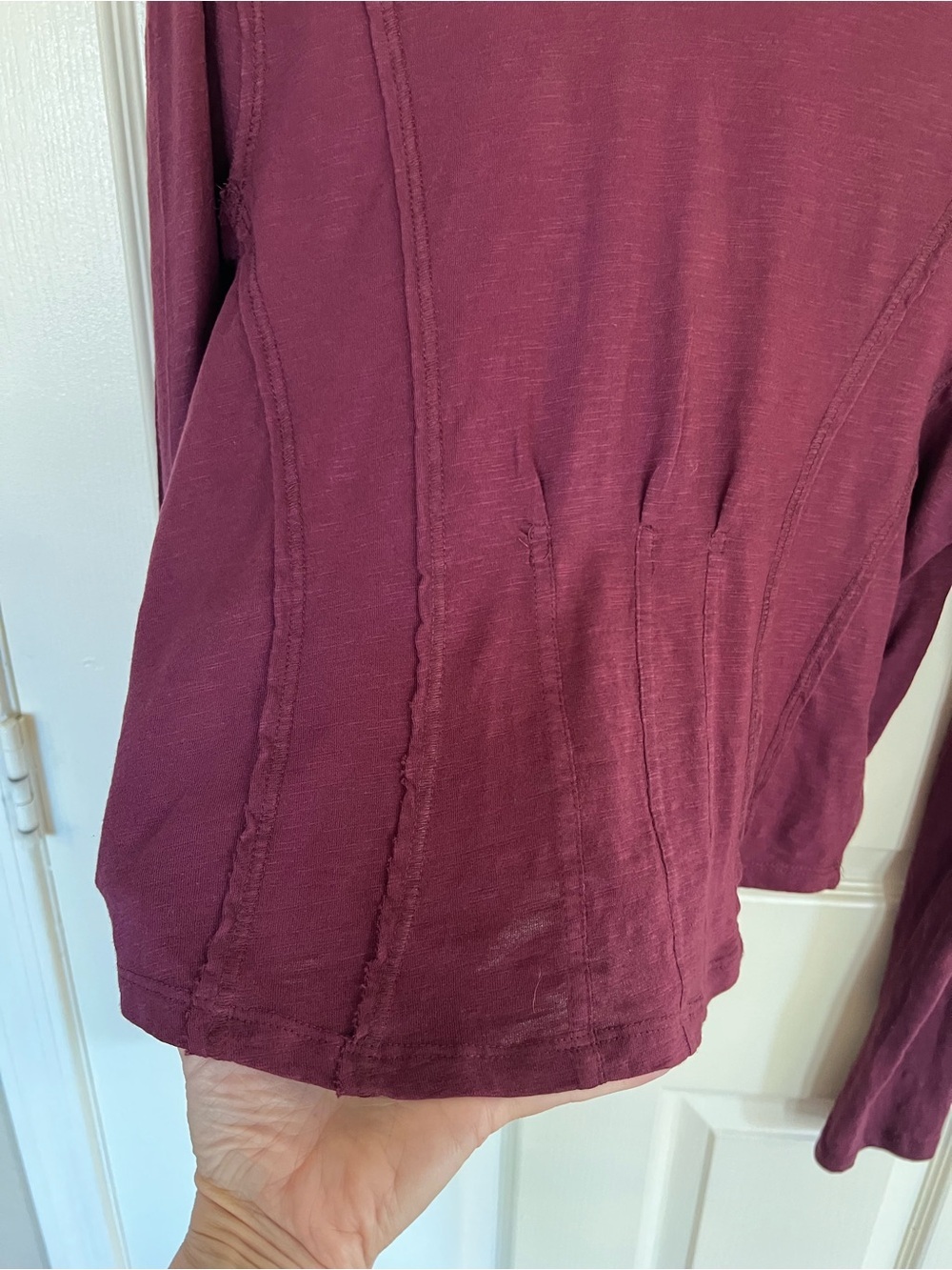 Pilcro by Anthropologie Raw Seam Slub Cotton Long Sleeve Tee L - Picture 5 of 8